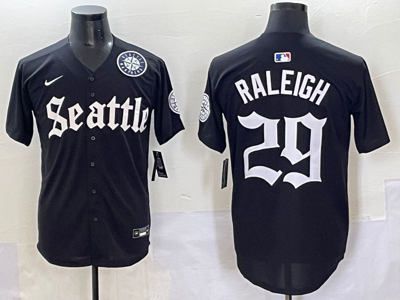 Men 2025 Seattle Mariners 29 Raleigh Black Five generations Joint Name Nike MLB Jersey style 62342